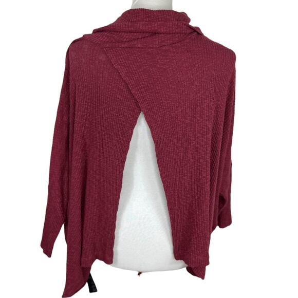 FP Beach World Traveler Mauve Soft Stretchy Split  Cowl Neck Pullover - Picture 5 of 7